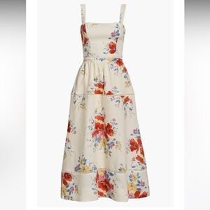 REFORMATION Everett Floral Print Linen Dress